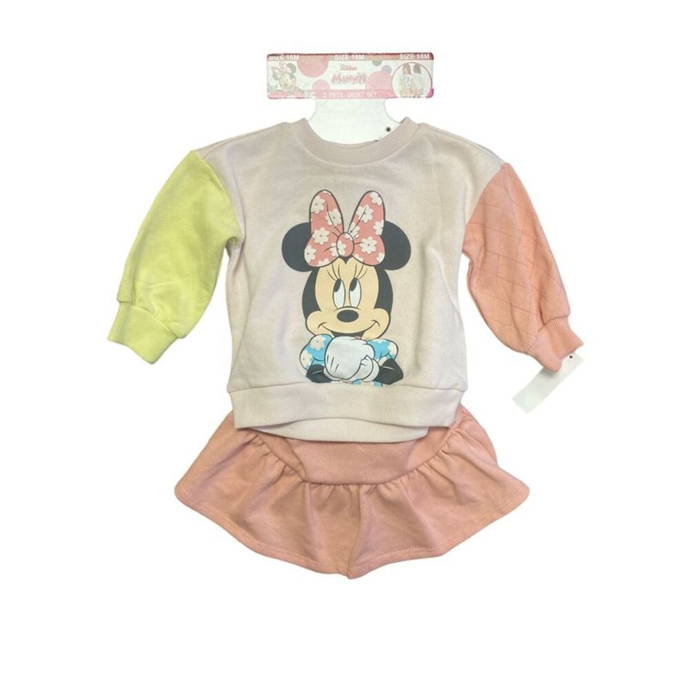 Pink - Character Crew Neck Top Long Sleeve Elastic Cuffs Toddler 2 Piece Short S